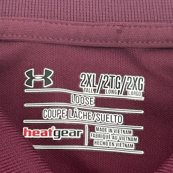 Virginia Tech Hokies Under Armour Shirt Men 2XL Maroon ShortSleeve Polo HeatGear - Picture 3 of 9
